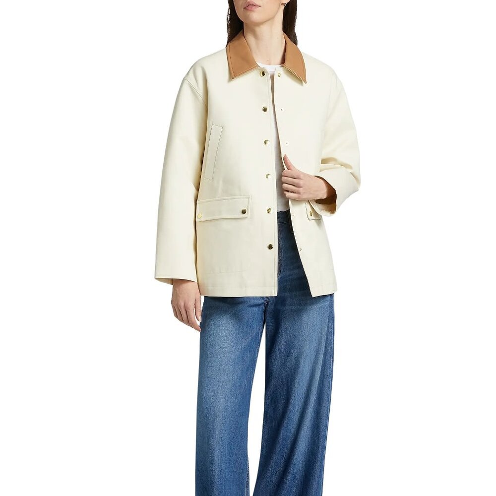 rag & bone Cream Utility Jacket with Tan Collar